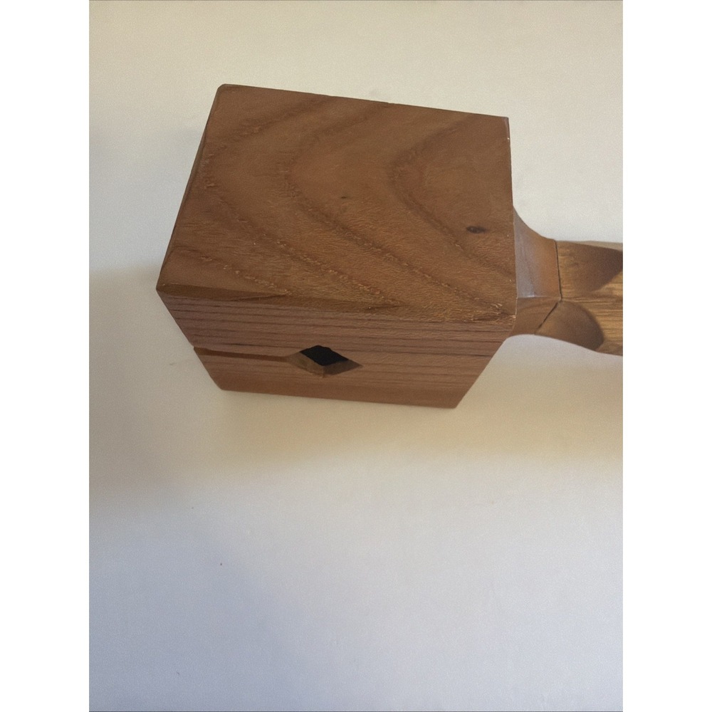 Japanese Handcrafted wooden mallet with carved handle and diamond cutout head. - Picture 3 of 11